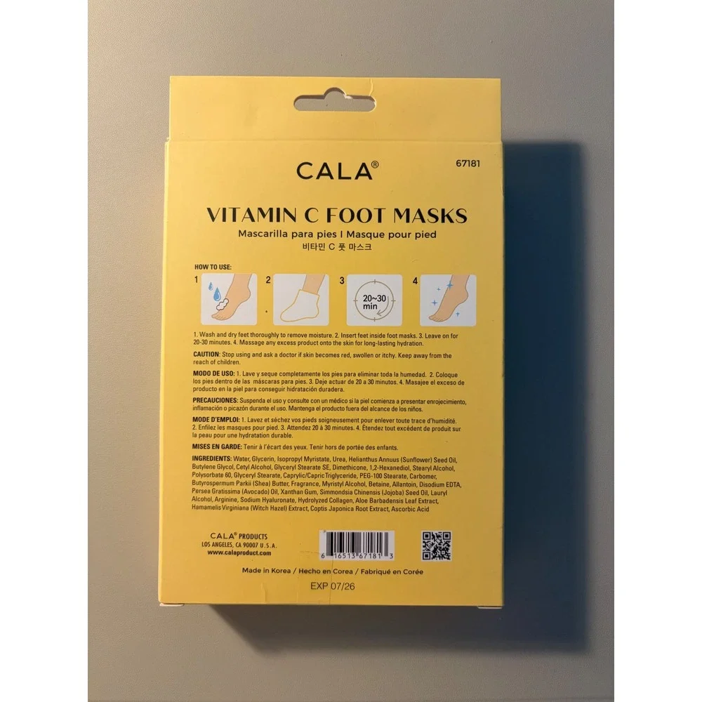 CALA Vitamin C Foot Masks Revitalizing Hydrating 3 Pairs Made in Korea 67181